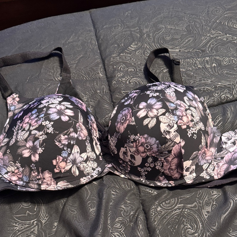Torrid Black and Purple Floral Bra